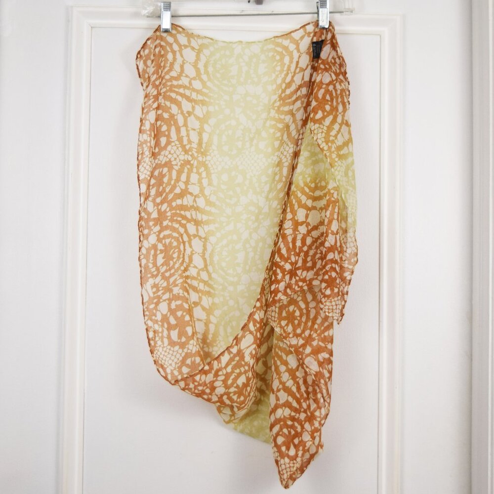 Abstract Scarf Sheer Rectangular Neutral 56" Long Versatile Retro Resort Oblong